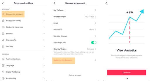 TikTok analytics screen