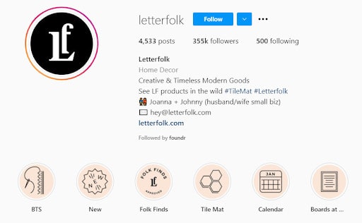 Letterfolk home decor Instagram page