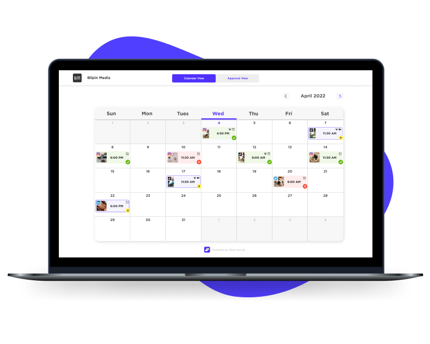 Social media reviews and approvals - calendar view