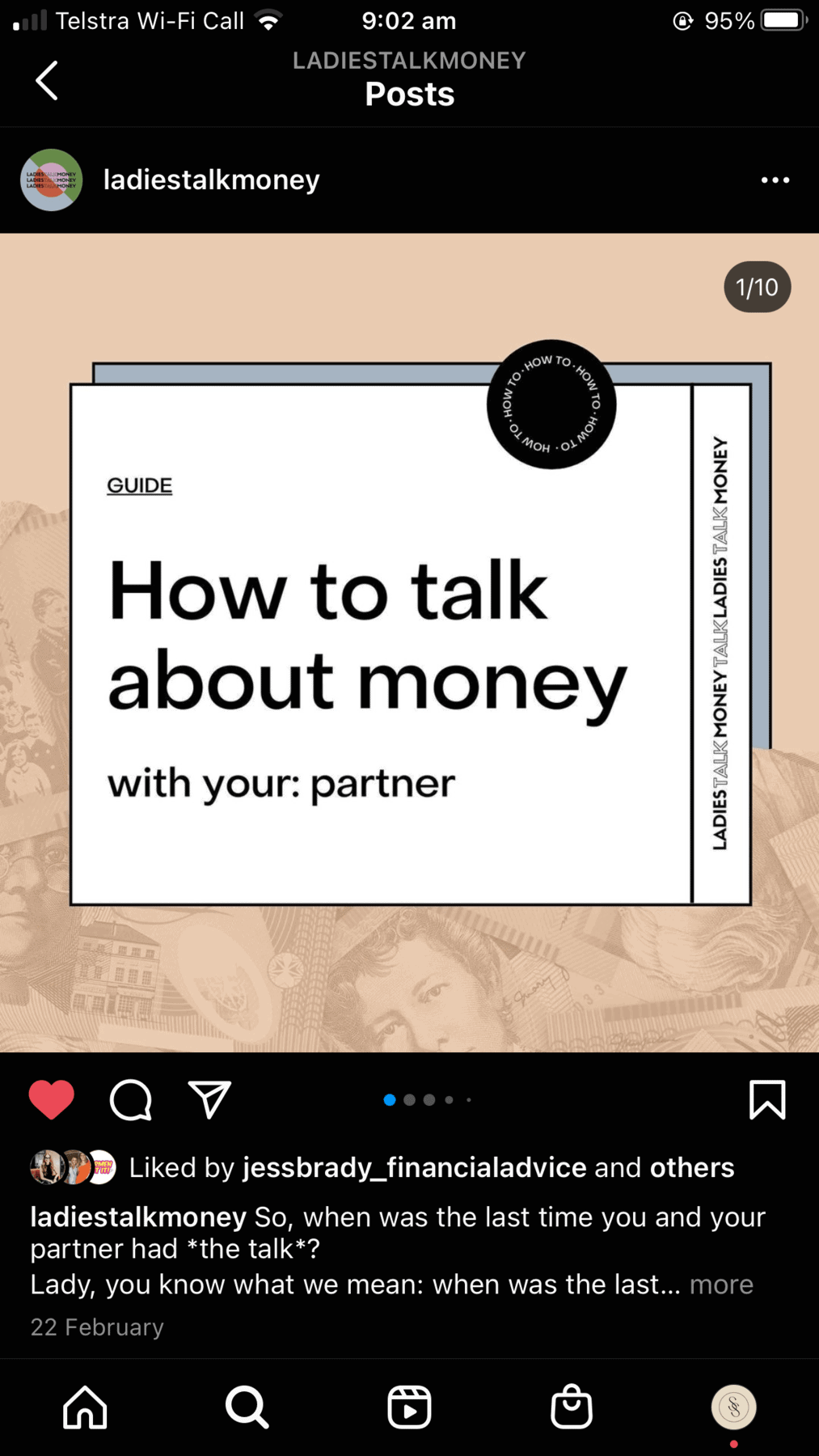 Ladies Talk Money carousel example how to talk about money with your partner slide one