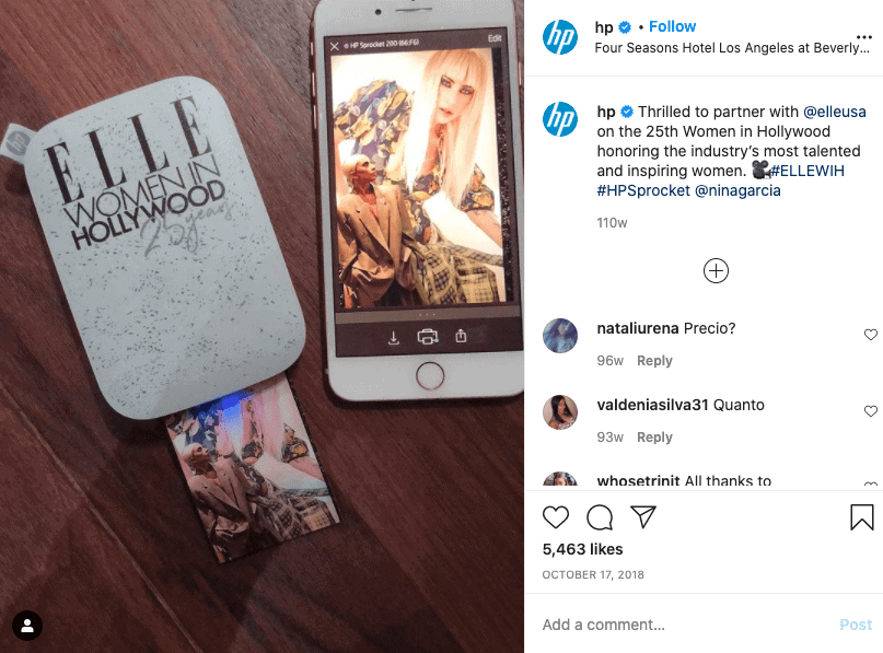 Example of a brand collaboration on Instagram.