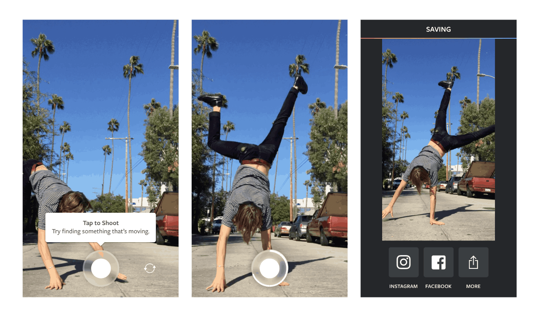 An image showing how to do a Boomerang on Instagram with the Boomerang app.