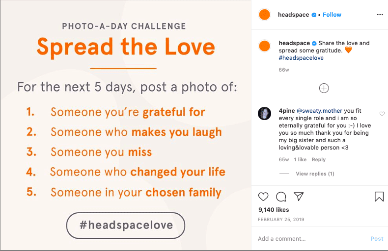 Example of an Instagram content idea showing a challenge. 