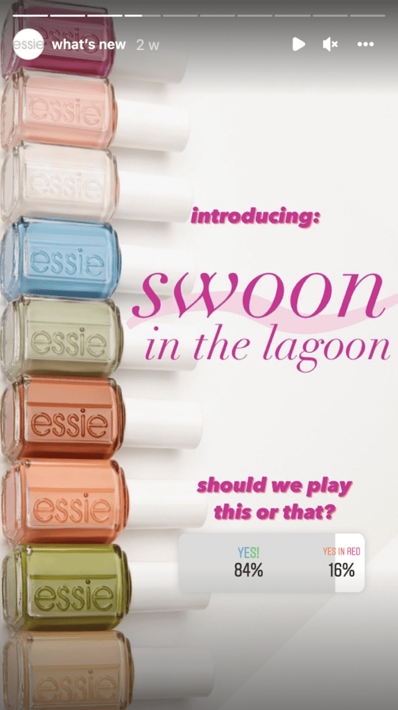 @essie using a Instagram story poll asking their followers if they should play this or that