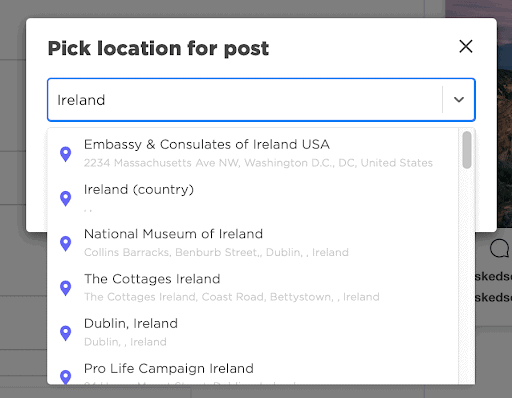 Location tagging in Sked Social