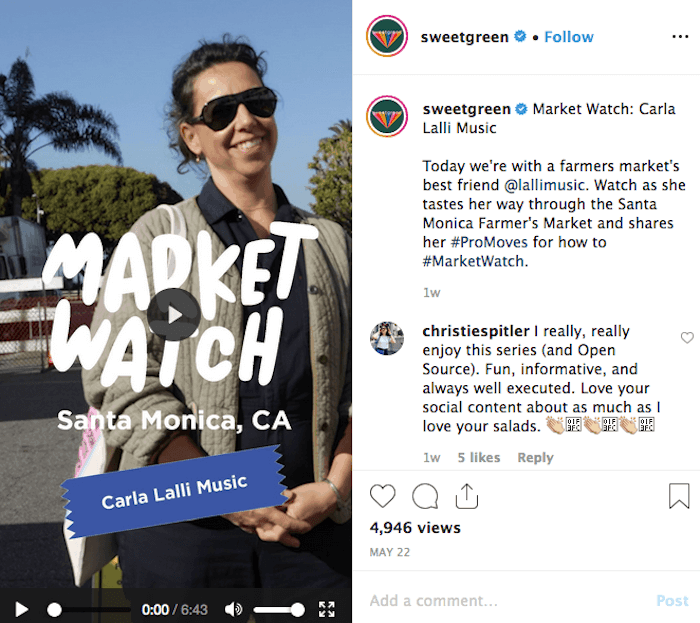 IGTV Content Ideas - Sweet Green - Sked Social