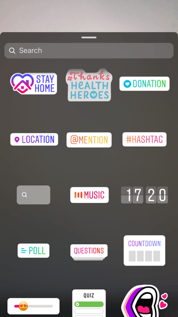 An example of how to add stickers to Instagram stories. 